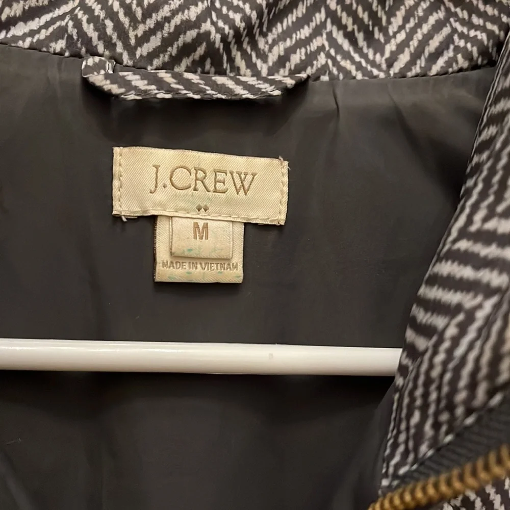 J Crew Gray Herringbone Quilted Puffer Zip-Up Vest size Medium
